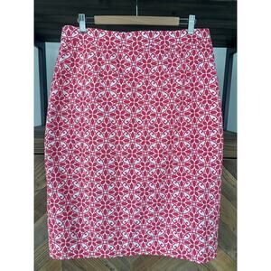 Boden Geometric Print Pencil Skirt Pink and White Size 12 Long
